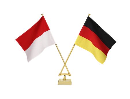 Two crossed national flags on white backgroundãの写真素材