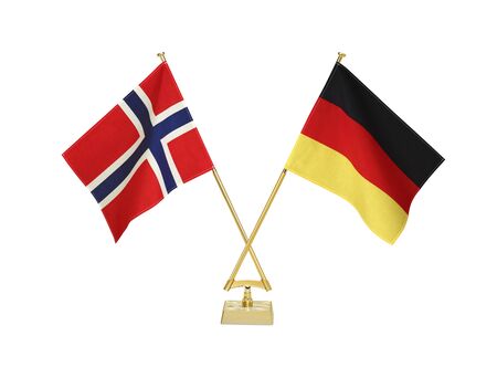 Two crossed national flags on white backgroundの写真素材