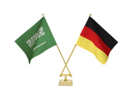 Two crossed national flags on white backgroundの写真素材