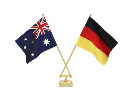 Two crossed national flags on white backgroundの写真素材