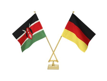 Two crossed national flags on white backgroundの写真素材