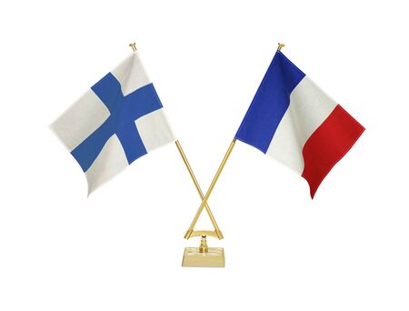 Two crossed national flags on white backgroundãの写真素材