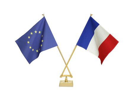 Two crossed national flags on white backgroundãの写真素材