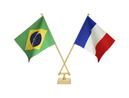 Two crossed national flags on white backgroundãの写真素材