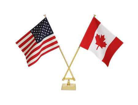 Two crossed national flags on white backgroundãの写真素材