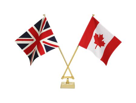 Two crossed national flags on white backgroundãの写真素材