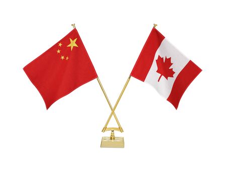 Two crossed national flags on white backgroundãの写真素材