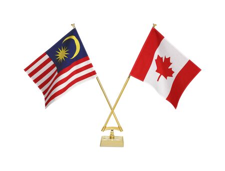 Two crossed national flags on white backgroundãの写真素材