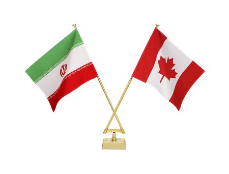 Two crossed national flags on white backgroundの写真素材