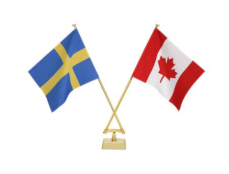 Two crossed national flags on white backgroundの写真素材