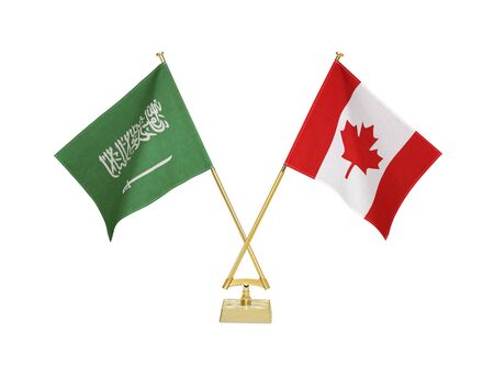 Two crossed national flags on white backgroundの写真素材