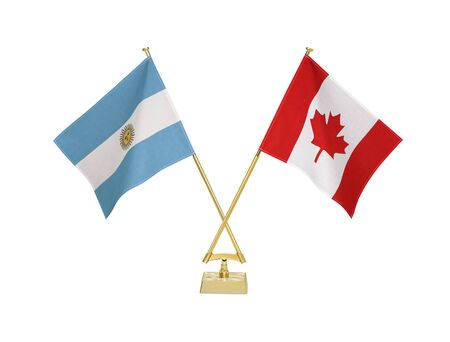 Two crossed national flags on white backgroundの写真素材