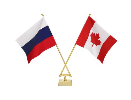 Two crossed national flags on white backgroundの写真素材