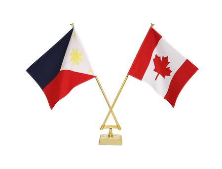 Two crossed national flags on white backgroundの写真素材