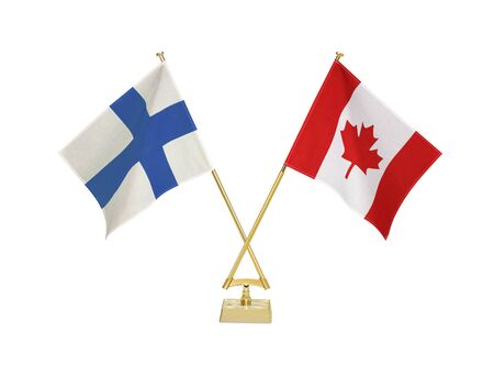 Two crossed national flags on white backgroundの写真素材