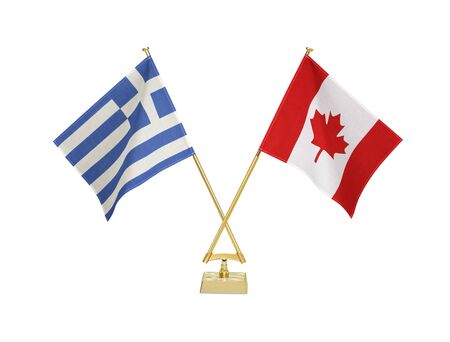 Two crossed national flags on white backgroundの写真素材