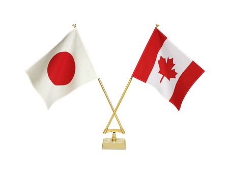 Two crossed national flags on white backgroundの写真素材