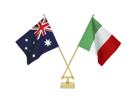 Two crossed national flags on white backgroundの写真素材