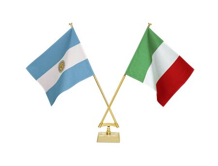 Two crossed national flags on white backgroundの写真素材