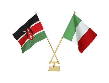 Two crossed national flags on white backgroundの写真素材