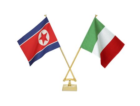 Two crossed national flags on white backgroundの写真素材