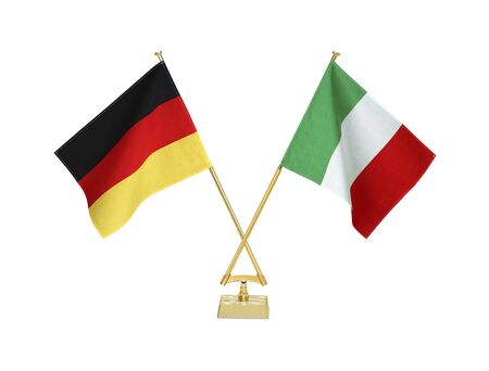 Two crossed national flags on white backgroundの写真素材