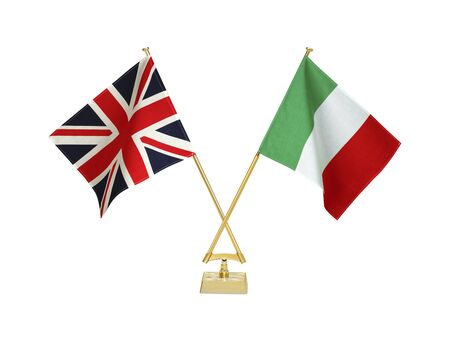 Two crossed national flags on white backgroundãの写真素材