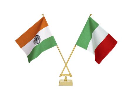 Two crossed national flags on white backgroundãの写真素材