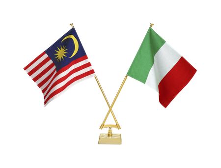 Two crossed national flags on white backgroundãの写真素材