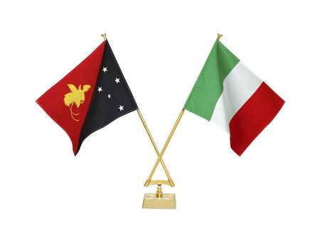 Two crossed national flags on white backgroundãの写真素材