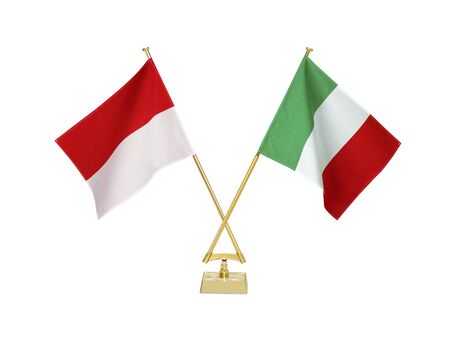 Two crossed national flags on white backgroundãの写真素材