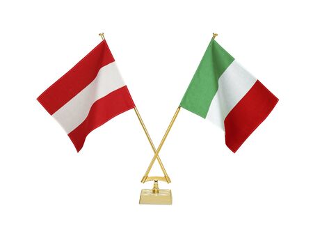 Two crossed national flags on white backgroundãの写真素材