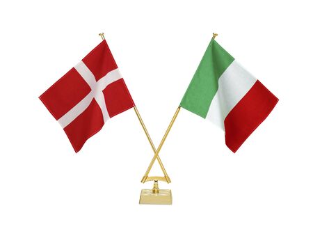 Two crossed national flags on white backgroundãの写真素材