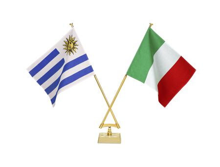 Two crossed national flags on white backgroundãの写真素材