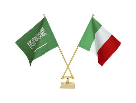 Two crossed national flags on white backgroundãの写真素材