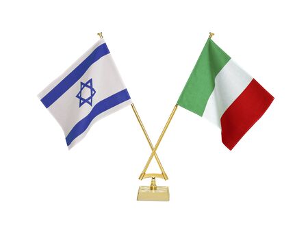 Two crossed national flags on white backgroundãの写真素材