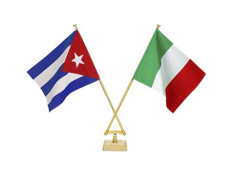 Two crossed national flags on white backgroundãの写真素材