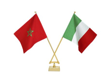 Two crossed national flags on white backgroundãの写真素材