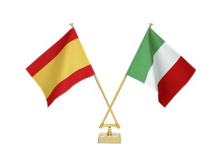 Two crossed national flags on white backgroundãの写真素材