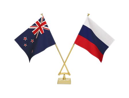 Two crossed national flags on white backgroundの写真素材