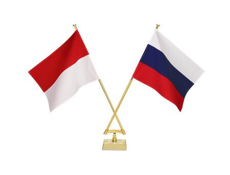 Two crossed national flags on white backgroundの写真素材