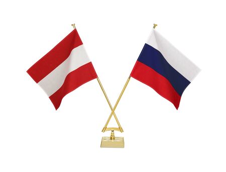 Two crossed national flags on white backgroundの写真素材