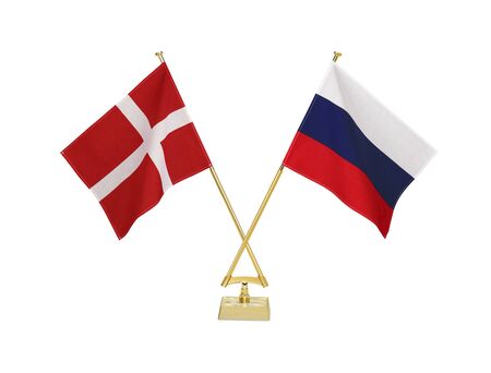 Two crossed national flags on white backgroundの写真素材