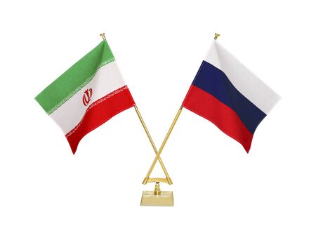 Two crossed national flags on white backgroundの写真素材