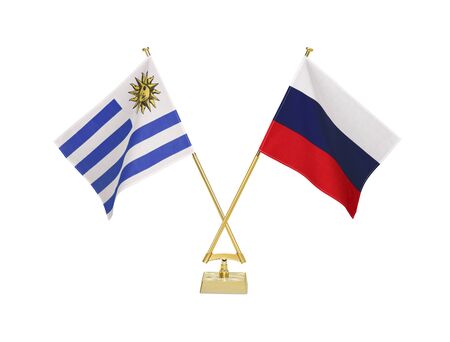 Two crossed national flags on white backgroundの写真素材