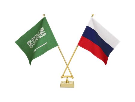 Two crossed national flags on white backgroundの写真素材