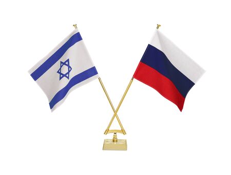 Two crossed national flags on white backgroundの写真素材