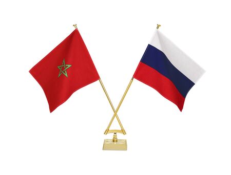 Two crossed national flags on white backgroundの写真素材