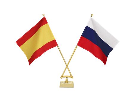 Two crossed national flags on white backgroundの写真素材