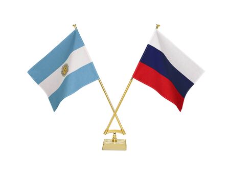 Two crossed national flags on white backgroundの写真素材